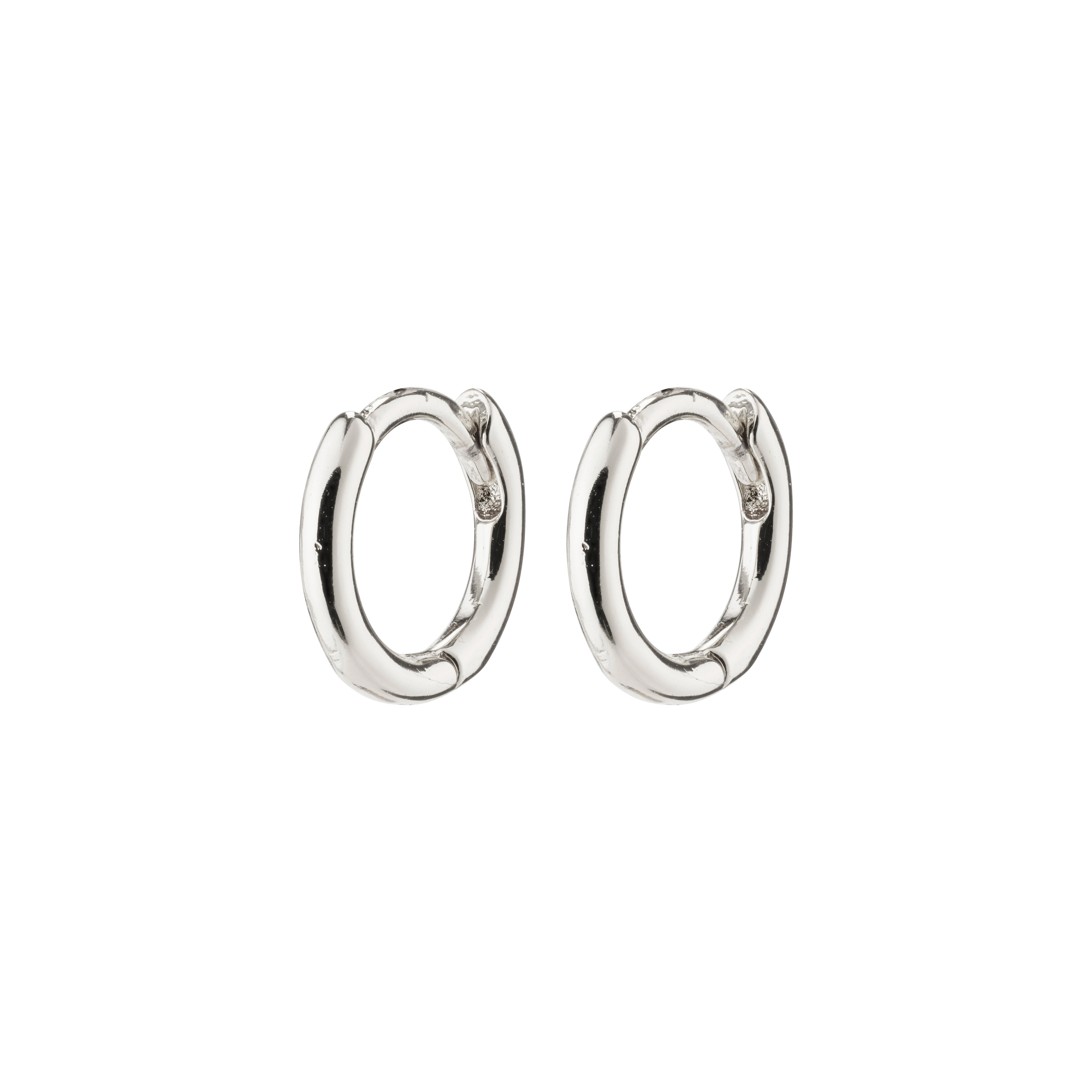 EANNA huggie hoops silver-plated, small Creole earrings with a wider silhouette and click lock, crafted from 99% recycled material, perfect for mixing and matching styles.