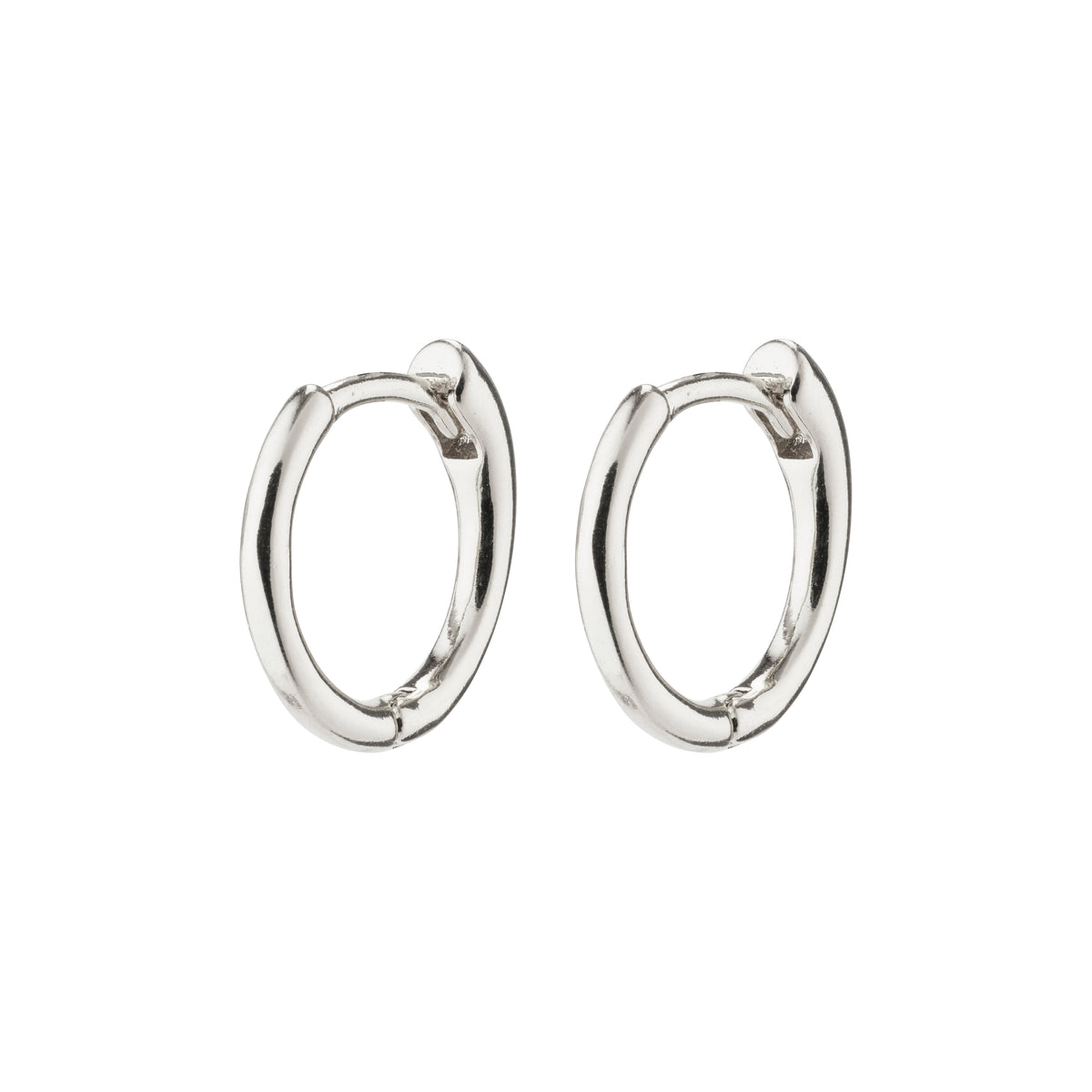 EANNA small silver-plated hoop earrings, elegantly simple and versatile, crafted by Pilgrim from 99% recycled materials, perfect for enhancing any style.
