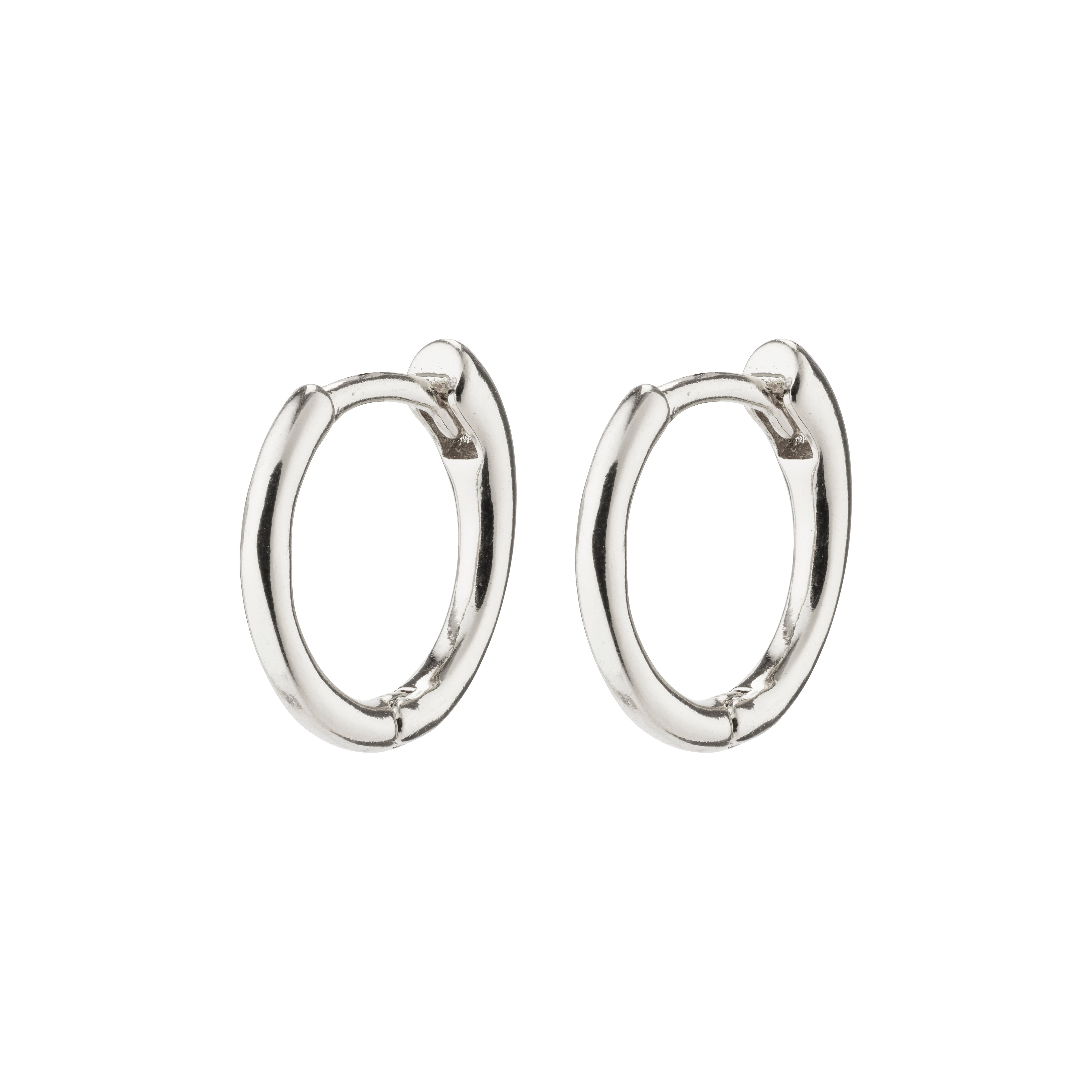 EANNA small silver-plated hoop earrings, elegantly simple and versatile, crafted by Pilgrim from 99% recycled materials, perfect for enhancing any style.