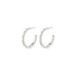 RUE hoops silver-plated with baguette-cut stones, offering a sparkling, glam touch perfect for parties, embodying Pilgrim's Scandinavian craftsmanship and trendy style.