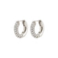 TATUM small hoops silver-plated with sparkling Preciosa crystals, featuring easy click clasps, crafted from 96% recycled material for an elegant, sustainable fashion choice.