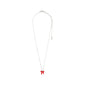 SIGRUN silver-plated necklace featuring a red enamel bow pendant on an adjustable box chain, embodying Pilgrim's trendy and eco-friendly Danish design.