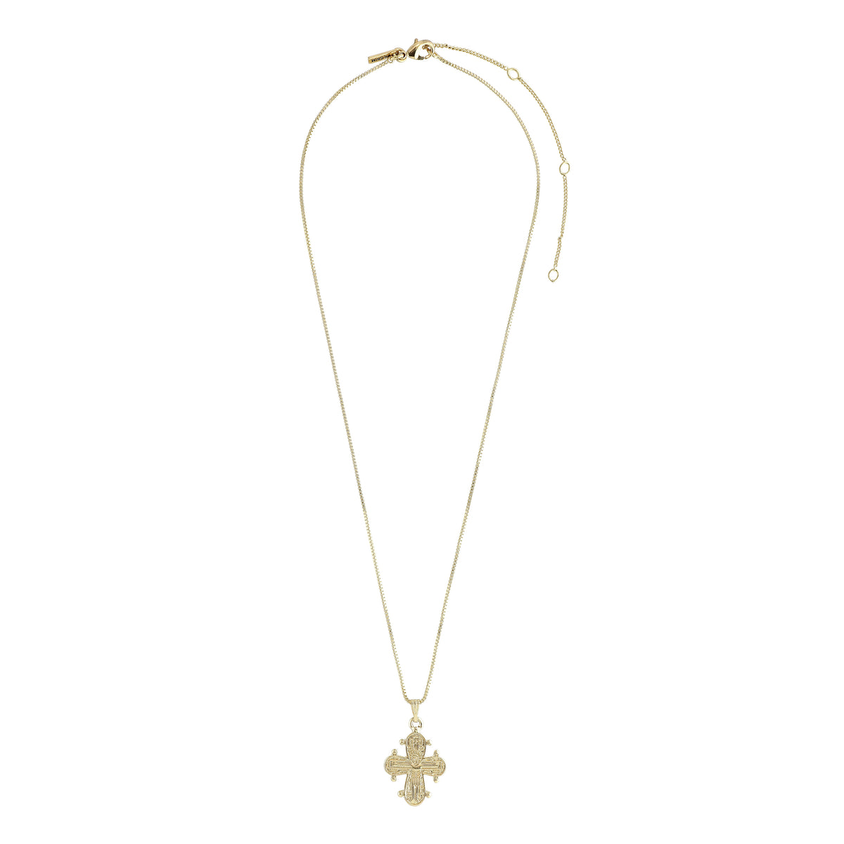 DAGMAR pendant necklace gold-plated, featuring a classic cross pendant on a delicate gold chain, inspired by Denmark's cherished national jewel.