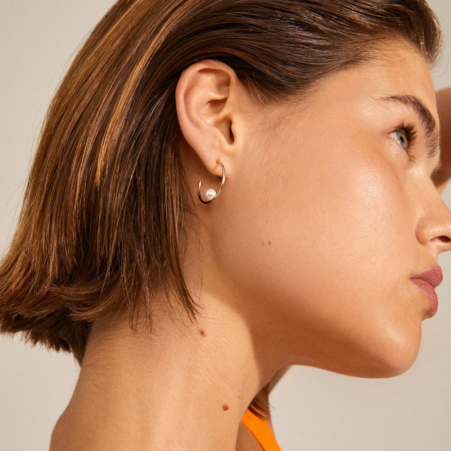 ELINE recycled pearl hoop earrings gold-plated