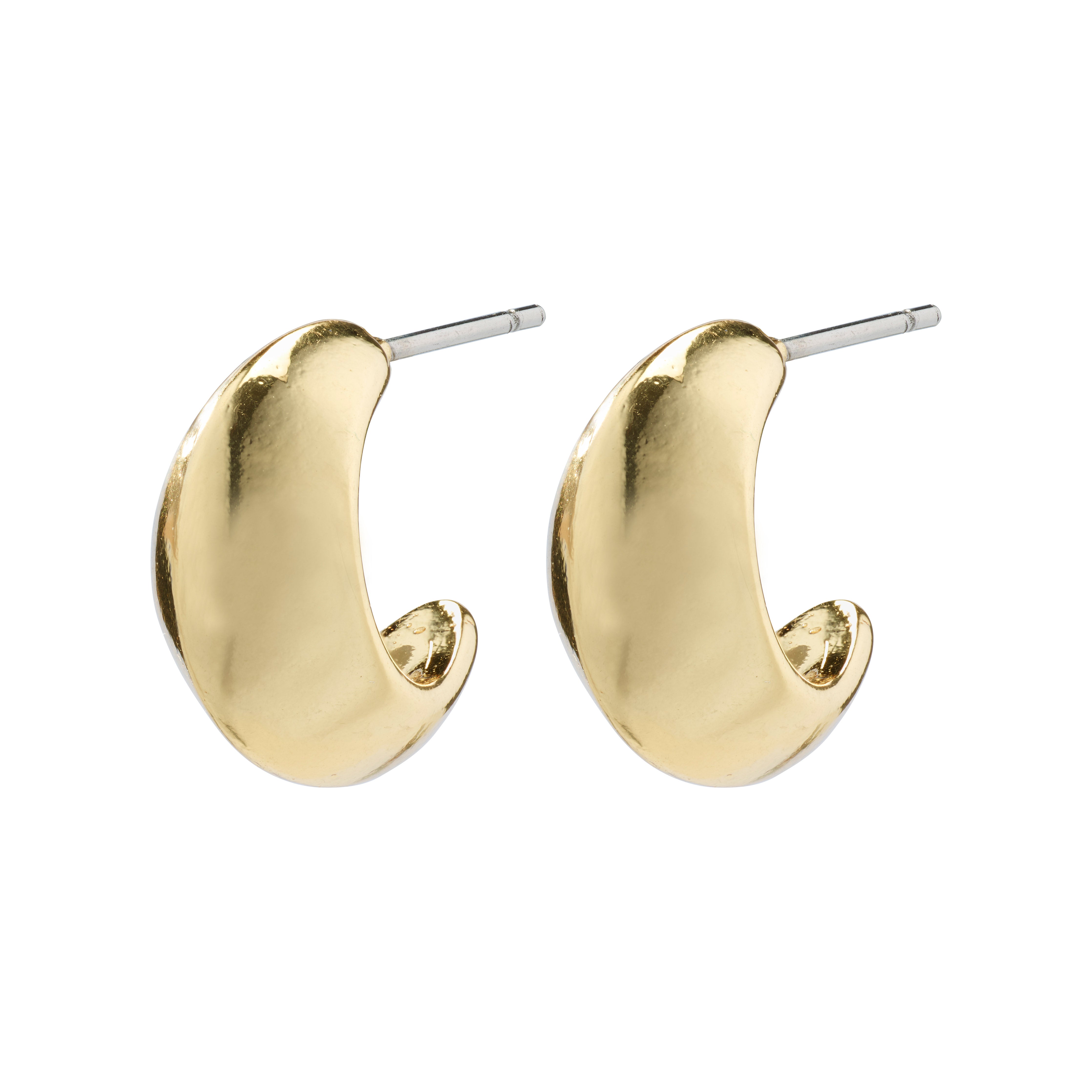 Gold-plated Edwina chunky huggie hoop earrings with a robust, elegant design, part of Pilgrim's Classics collection, perfect for a retro-inspired look.