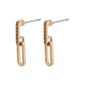 ELISE oval link crystal earrings, rose gold-plated, showcasing futuristic design with edgy links and shiny Preciosa crystals for a stylish, everyday glamour.
