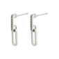 ELISE oval link crystal earrings, silver-plated, featuring a futuristic silhouette with raw links and sparkling Preciosa crystals, exuding a sleek, industrial elegance.