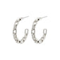 EIRA cable chain hoop earrings, silver-plated, showcasing minimalist rectangular links for an urban, elegant style. Ideal for enhancing everyday outfits with a trendy touch.