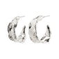 ELARA organic shaped hoop earrings, silver-plated, showcasing natural, handcrafted elegance with irregular silhouettes, perfect for enhancing a down-to-earth, stylish look.