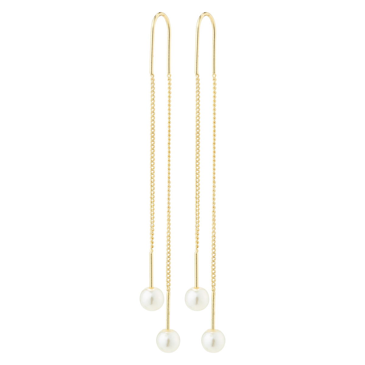 EUONIA pearl chain-earrings gold-plated featuring detachable pearls and gold chains, offering a versatile, elegant design for a classic yet trendy look.