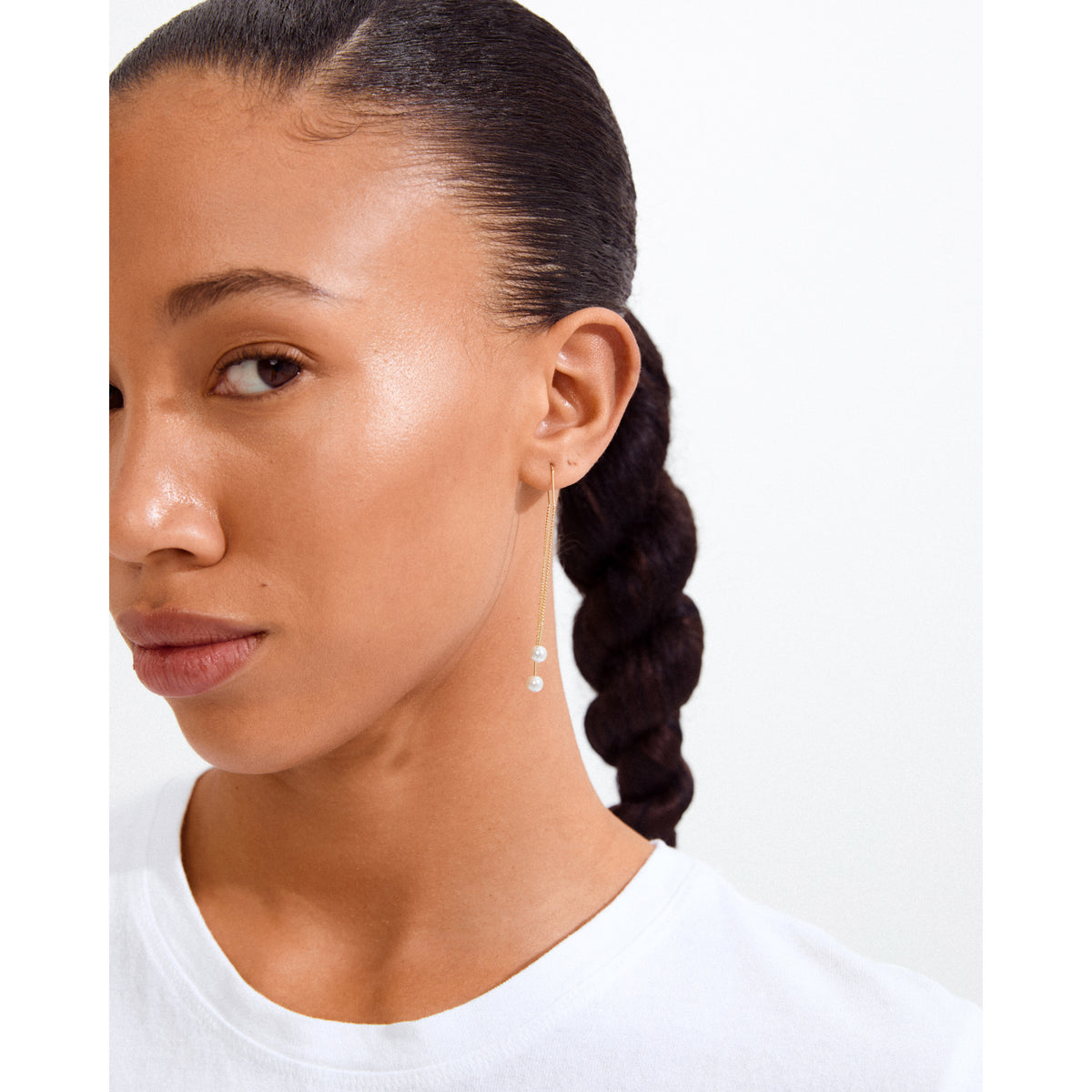 EUONIA pearl chain-earrings gold-plated