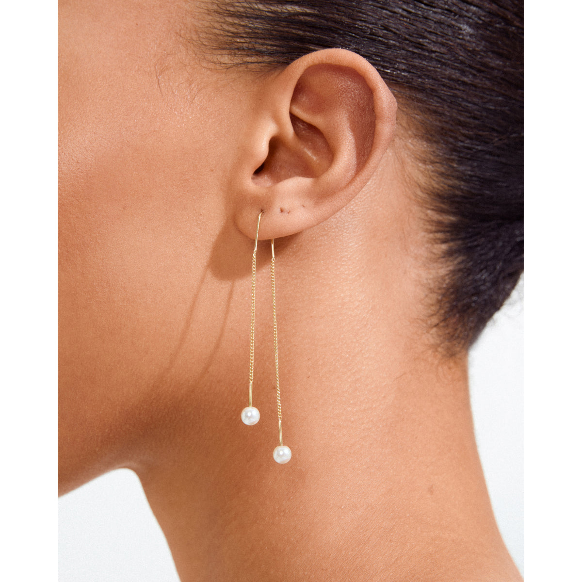 EUONIA pearl chain-earrings gold-plated