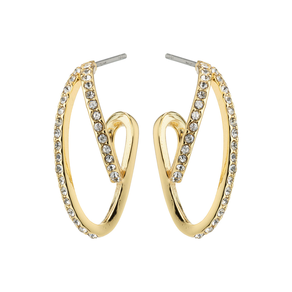 ETTY crystal earrings gold-plated, featuring elegant gold hoops adorned with sparkling Preciosa crystals, perfect for adding glamour to any outfit.