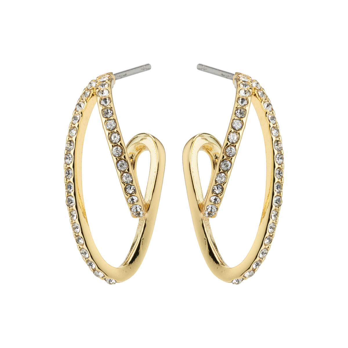 ETTY crystal earrings gold-plated, featuring elegant gold hoops adorned with sparkling Preciosa crystals, perfect for adding glamour to any outfit.