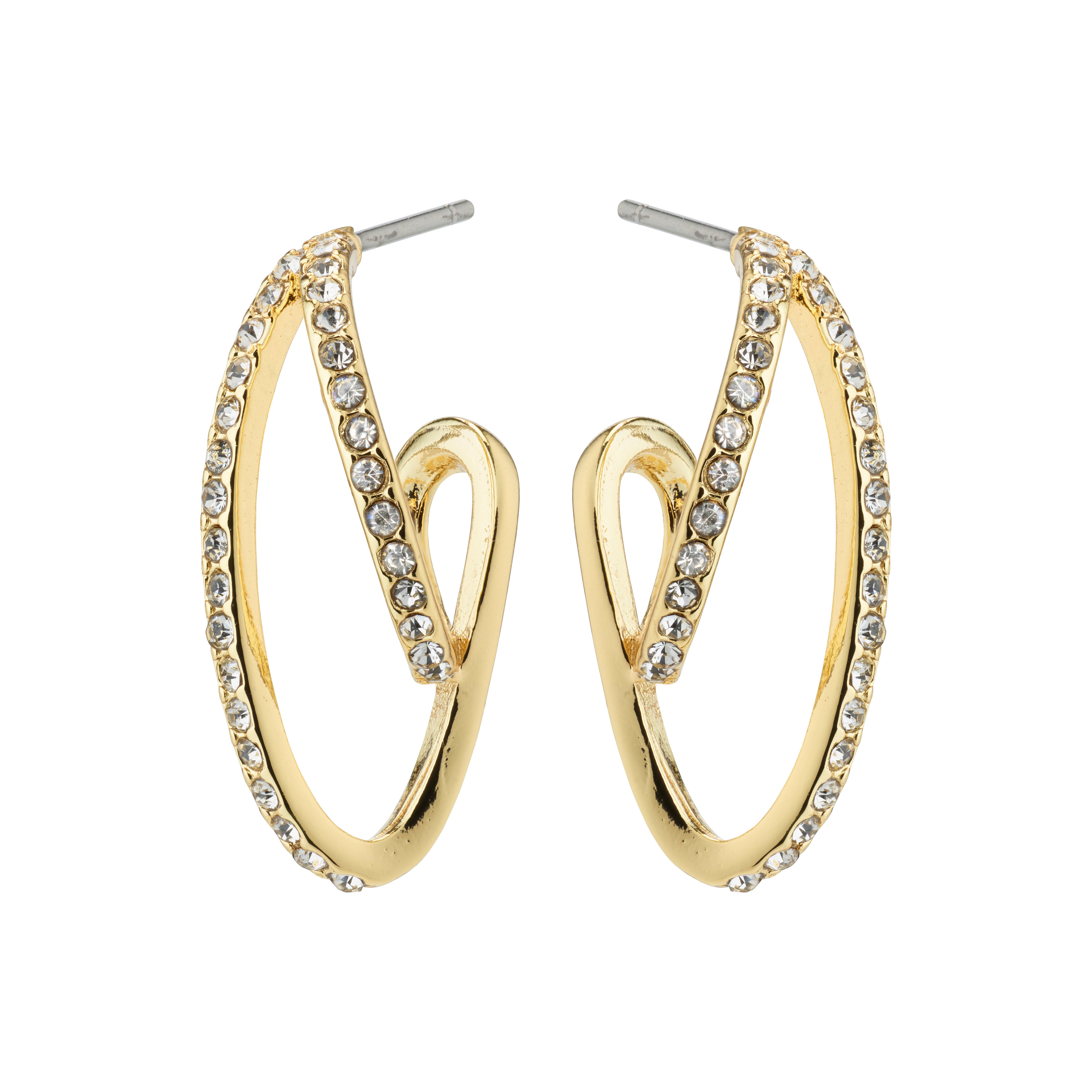 ETTY crystal earrings gold-plated, featuring elegant gold hoops adorned with sparkling Preciosa crystals, perfect for adding glamour to any outfit.