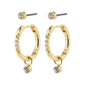 ELNA crystal earrings 2-in-1 set gold-plated featuring gold hoops with diamond accents, versatile for personalized styling.