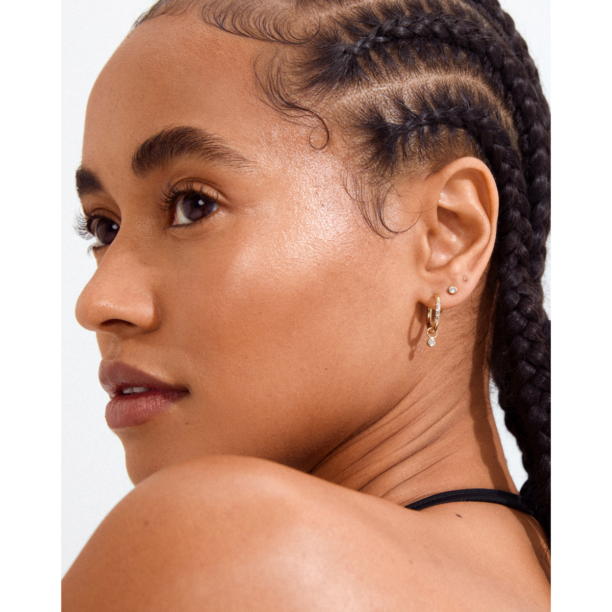 ELNA crystal earrings 2-in-1 set gold-plated