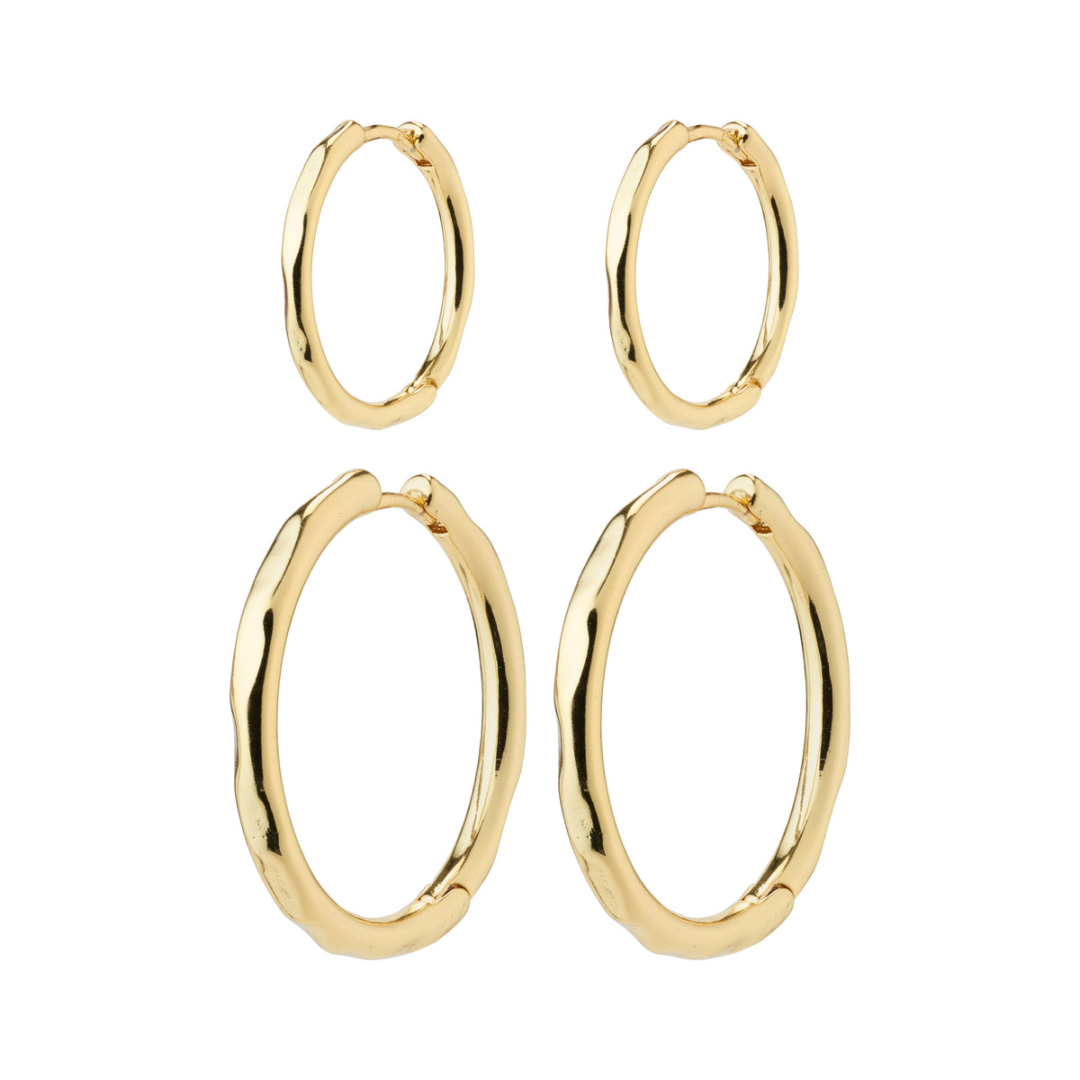 EVE hoop earrings 2-in-1 set gold-plated, featuring two pairs of elegant gold hoops for versatile styling, ideal for creating a personalized look.