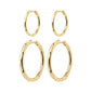 EVE hoop earrings 2-in-1 set gold-plated, featuring two pairs of elegant gold hoops for versatile styling, ideal for creating a personalized look.