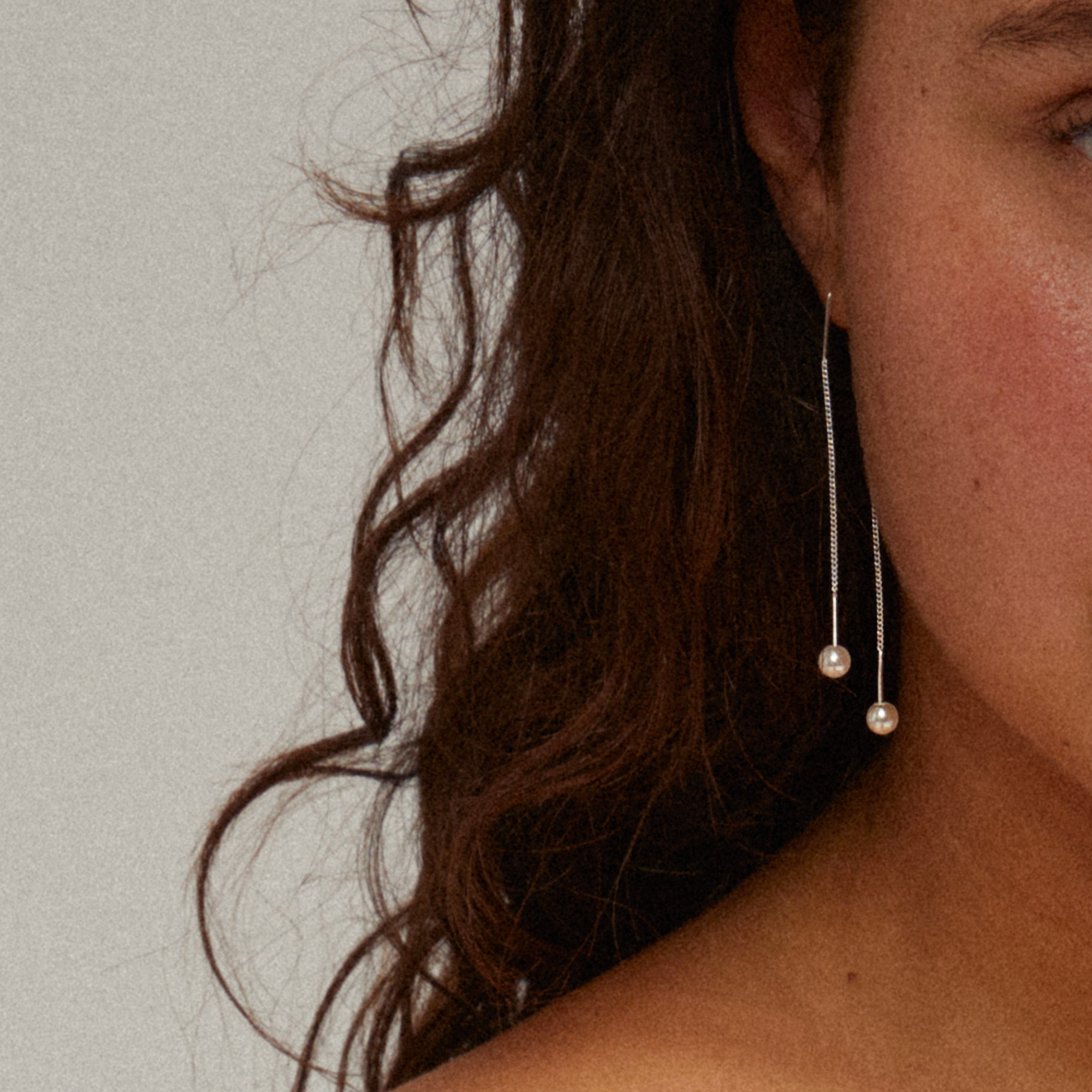 EUONIA pearl chain earrings silver-plated