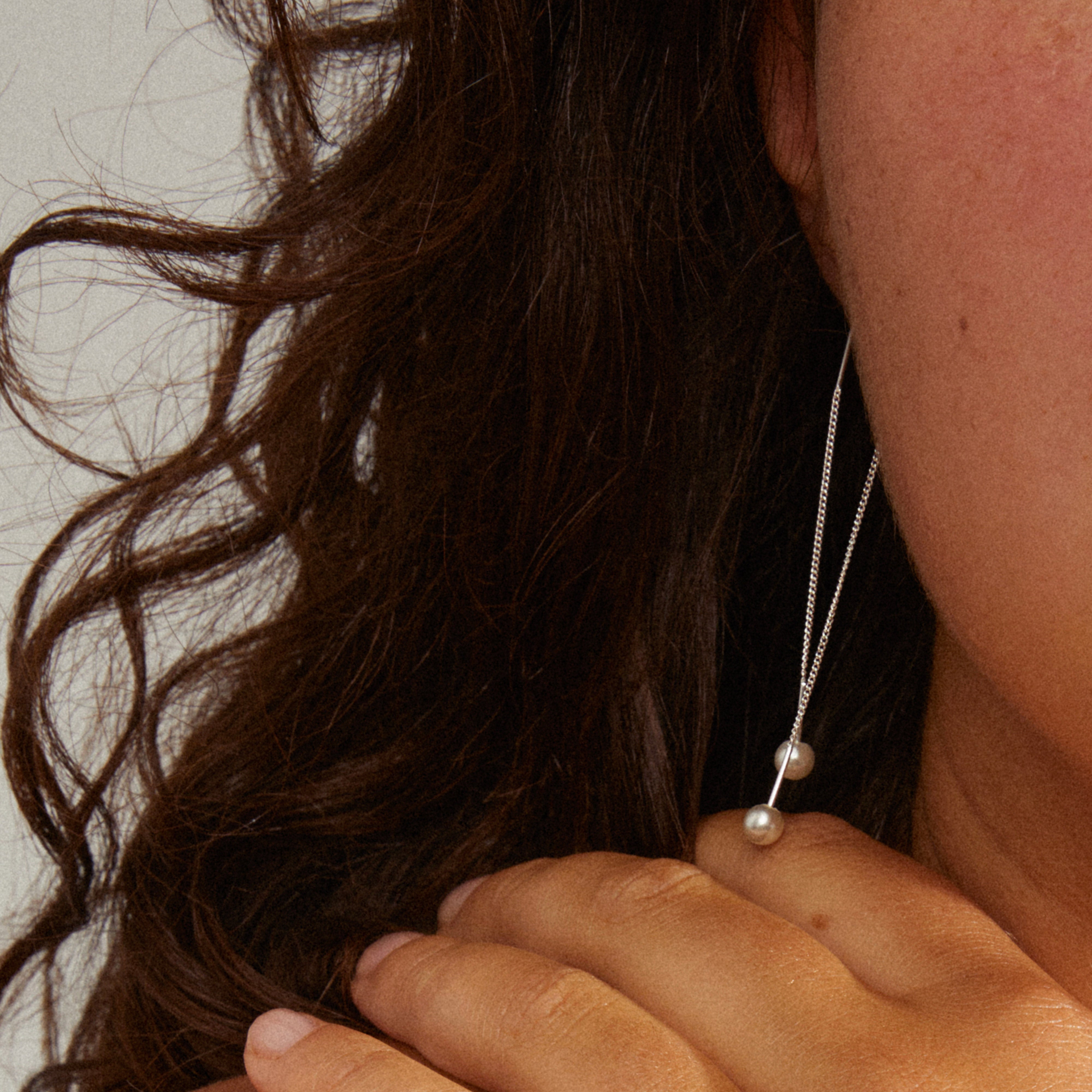 EUONIA pearl chain earrings silver-plated