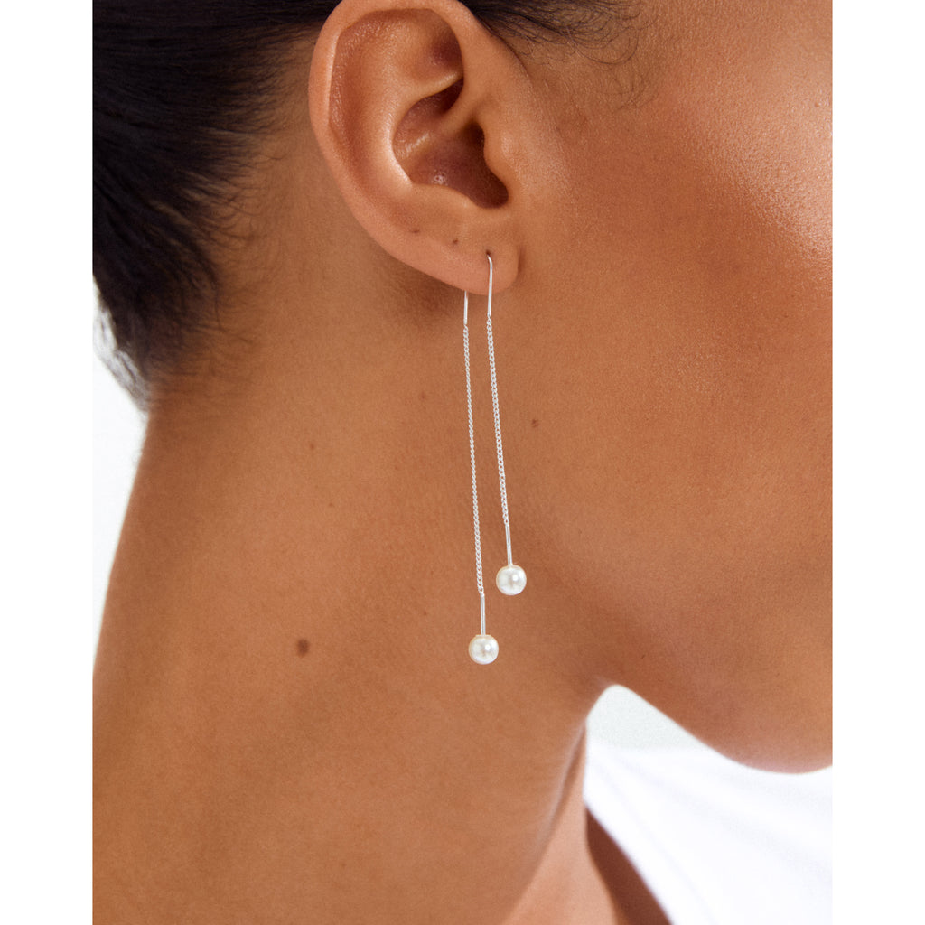 EUONIA perle kædeøreringe sølvbelagt