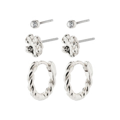 EMANUELLE Ohrringe 3-in-1-Set, versilbert