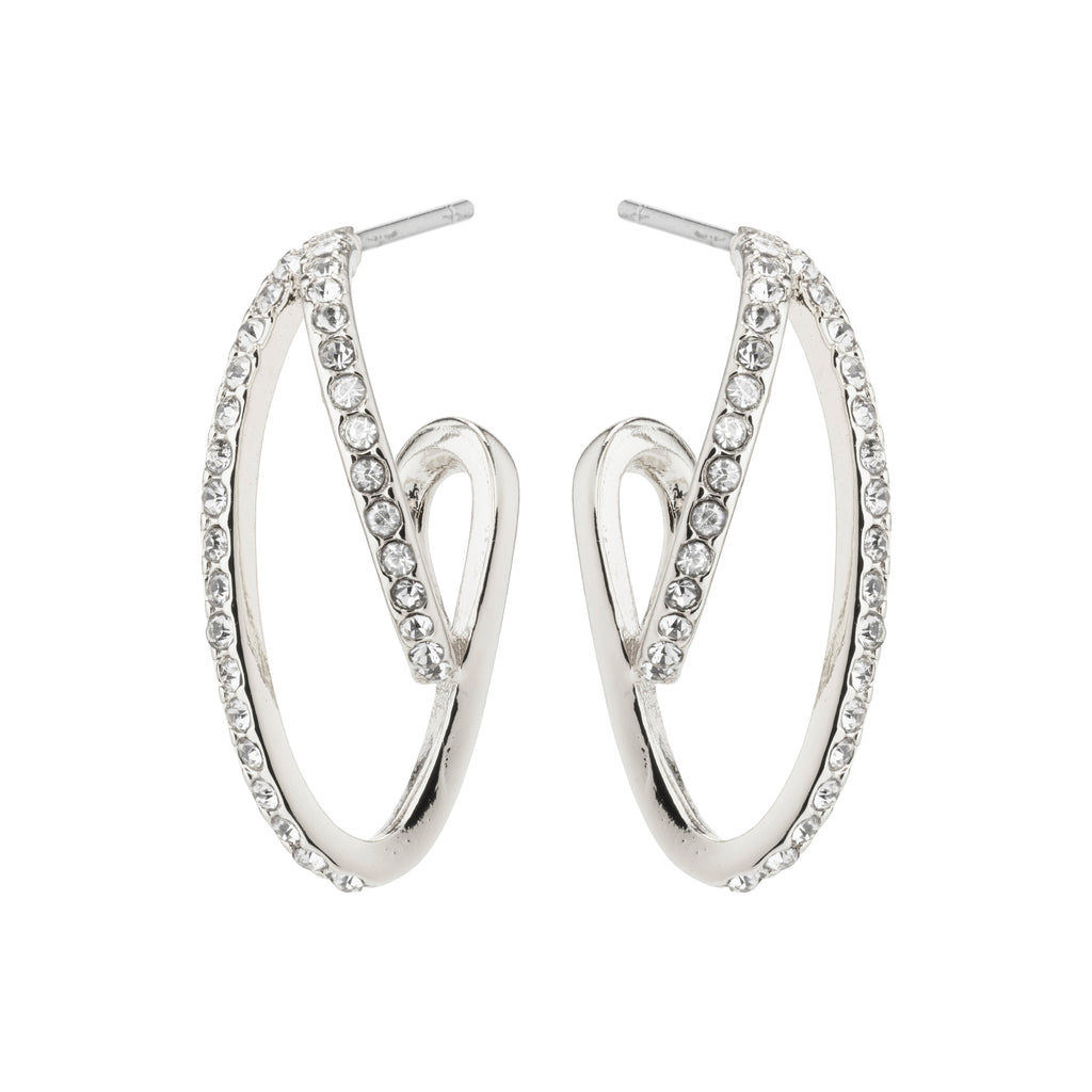 ETTY crystal earrings, silver-plated with diamonds, featuring elegant, timeless design and sparkling Preciosa crystals, perfect for glam events and trendsetters.