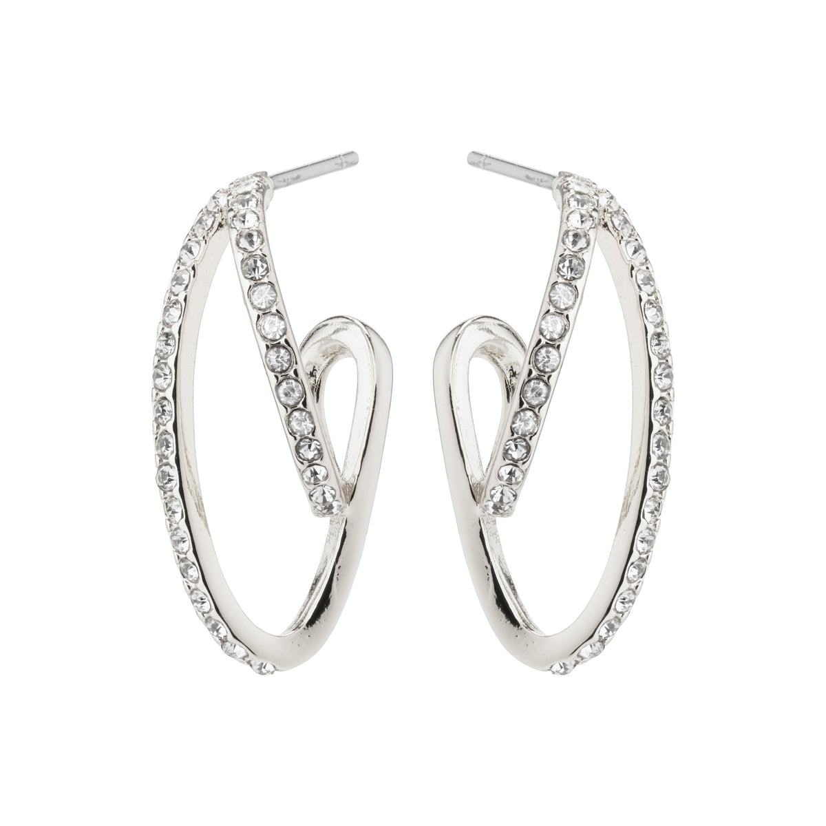 ETTY crystal earrings, silver-plated with diamonds, featuring elegant, timeless design and sparkling Preciosa crystals, perfect for glam events and trendsetters.