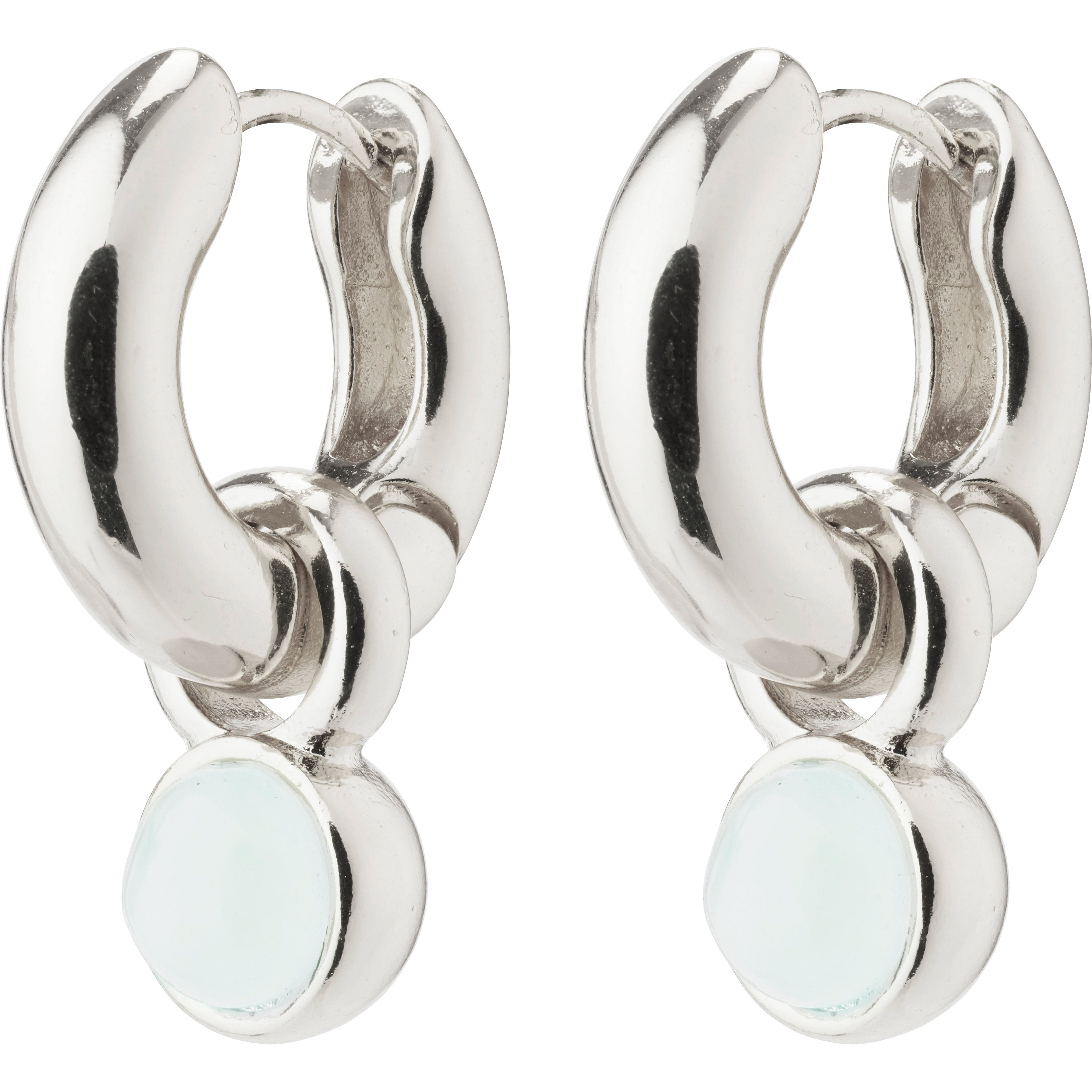 EVAH amazonitt hoop øredobber sølvbelagt