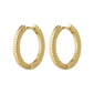 DOMINIQUE gold-plated hoop earrings feature a unique square snake design with shiny details and a click lock, crafted from 99% recycled materials by Pilgrim.