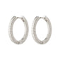 DOMINIQUE silver-plated hoop earrings in a square snake design, capturing light with eye-catching patterns, embody Pilgrim's blend of timeless and trendy jewellery.
