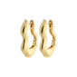 LOULIA wavy earrings gold-plated with oblong hoops and organic silhouette, featuring a shiny finish and click clasp, made from 99% recycled material.