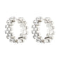 HELI crystal hoop earrings, silver-plated, featuring staggered light crystal stones for a classy look, crafted from 92% recycled materials by Pilgrim.
