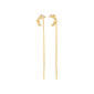 KORA moon chain earrings gold-plated, featuring stylish chains and moon symbols adorned with Preciosa crystals, made from 98% recycled materials.