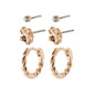 EMANUELLE earrings 3-in-1 set rosegold-plated, featuring crystal studs, handcrafted rose gold-plated earrings, and twirly huggie hoops, offering versatile, stylish wear.