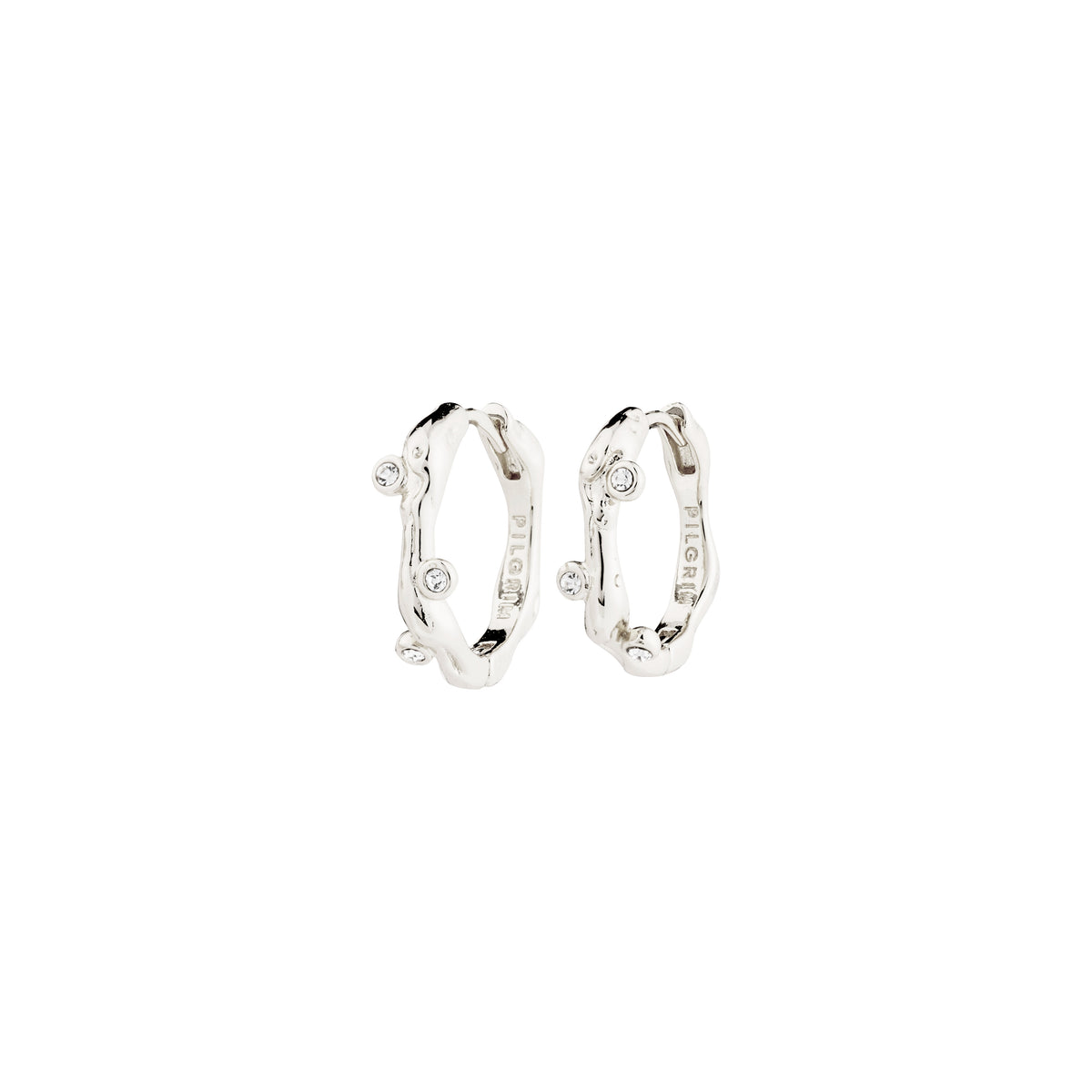 HERMIONE earrings silver-plated, featuring handcrafted organic shapes and sparkling Preciosa crystals, perfect for adding elegance and glam to any outfit.