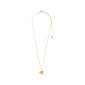 Gold-plated TIMBER necklace by Pilgrim featuring a fine chain with a small organic flower pendant and adjustable extension, perfect for minimalist and layering styles.