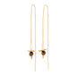 SEQUOIA chain earrings gold-plated feature delicate threader-style chains with gold leaf accents, freshwater pearls, tiger's-eye, and pink stone beads, exuding a playful, handcrafted feel.
