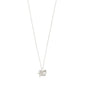 Silver-plated TIMBER necklace by Pilgrim, featuring a delicate curb chain with an organic flower-shaped pendant, adjustable length up to 49 cm. Ideal for minimalist, layered looks.