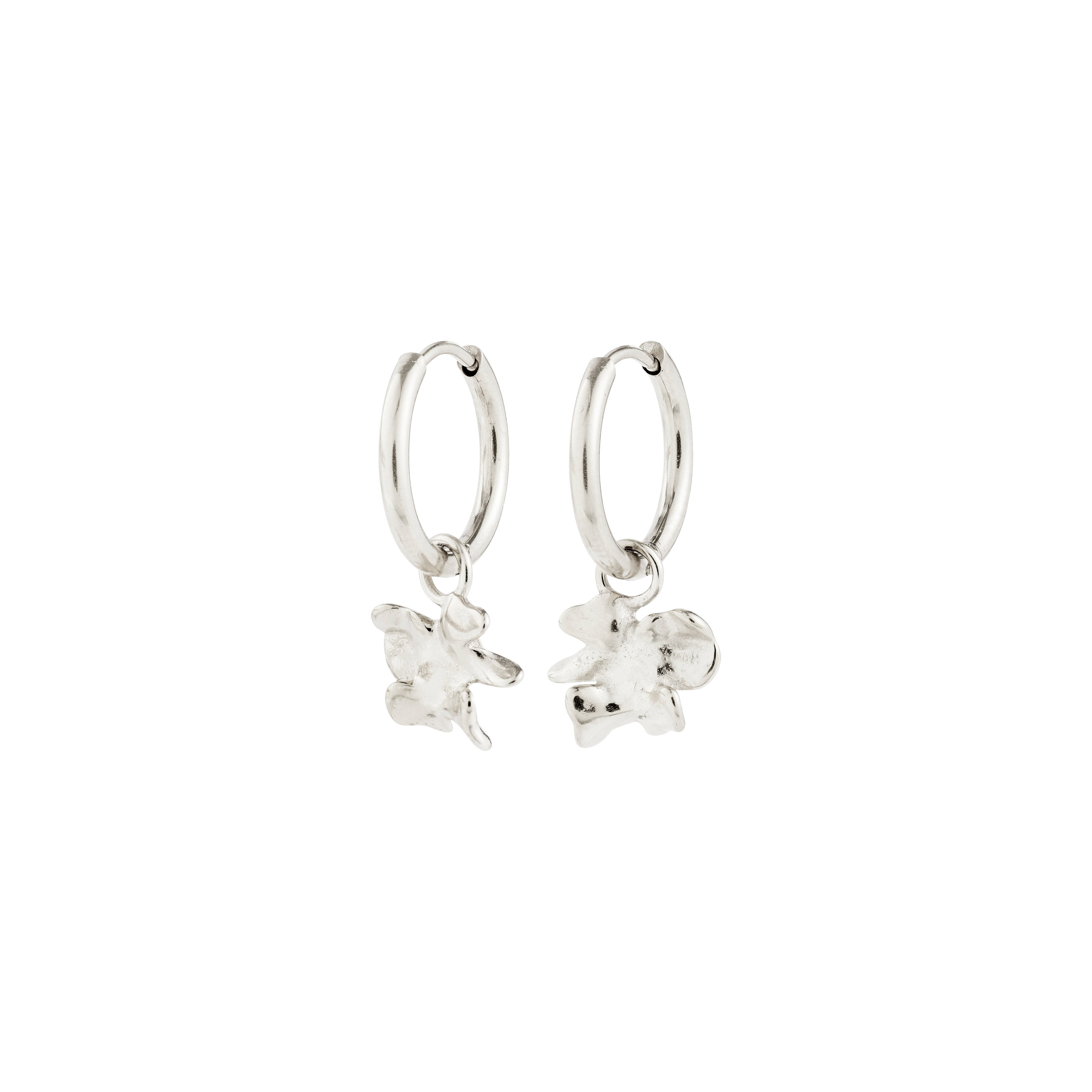 TIMBER earrings silver-plated with bear-shaped charms hanging from small hoops, offering a versatile style with removable pendants for a nature-inspired, fresh spring look.