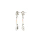 SEQUOIA earrings silver-plated, featuring organic-shaped silver studs, chain links, and pastel beads, embody minimalist, artisan style with a romantic, modern touch.