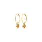 JOYCE earrings gold-plated feature small hoops with removable rose charms, offering versatile styling for everyday elegance.