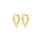 IRIS earrings gold-plated: Stylized gold-tone heart-shaped hoop earrings with click locks, combining romantic charm and eco-friendly design, ideal for versatile everyday and festive wear.