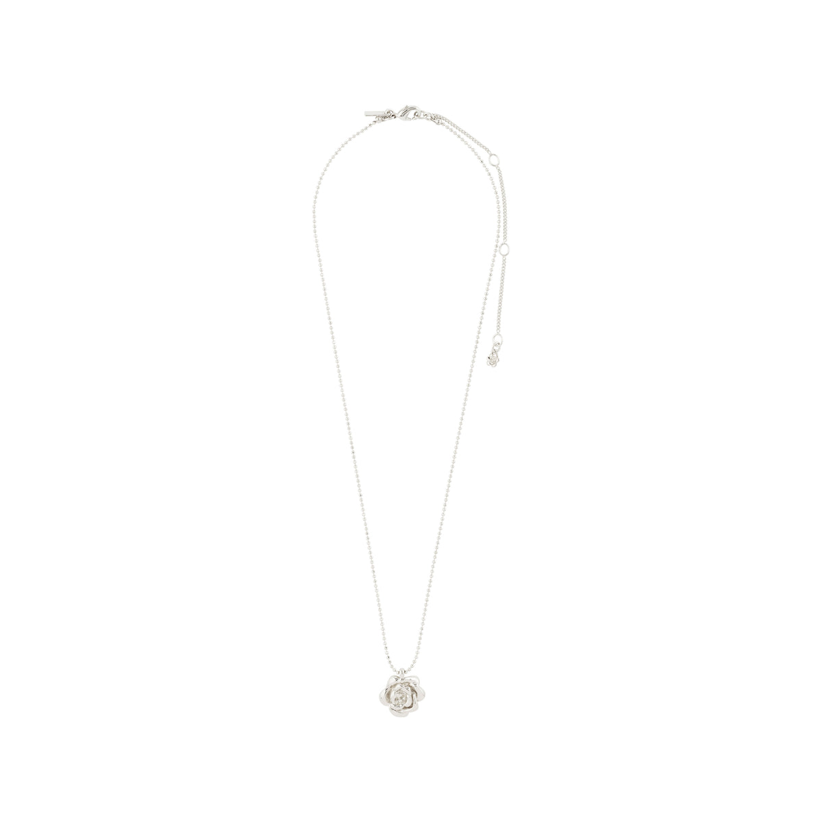 JOYCE necklace silver-plated by Pilgrim features a fine chain with a rose-shaped pendant, offering a romantic, summer-inspired vibe.