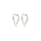 IRIS earrings silver-plated, heart-shaped huggie hoops by Pilgrim, crafted from recycled materials, featuring polished silver-tone for romantic, versatile styling.