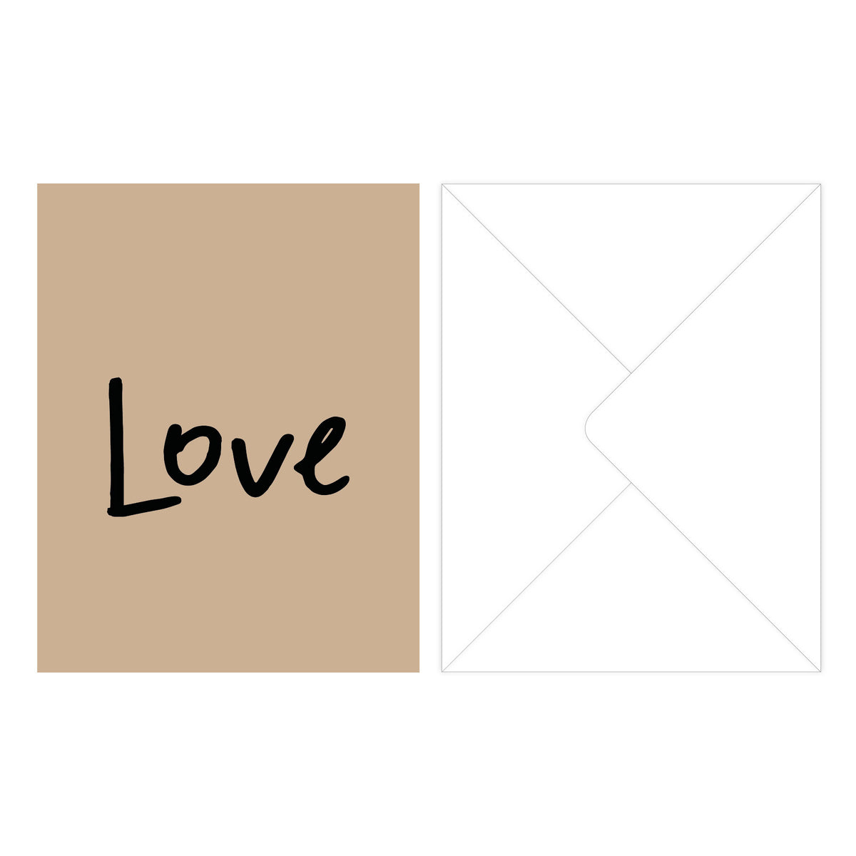 Greeting card Love with envelope, featuring a black silhouette of a rabbit and typography, perfect for enhancing the gift-giving experience.