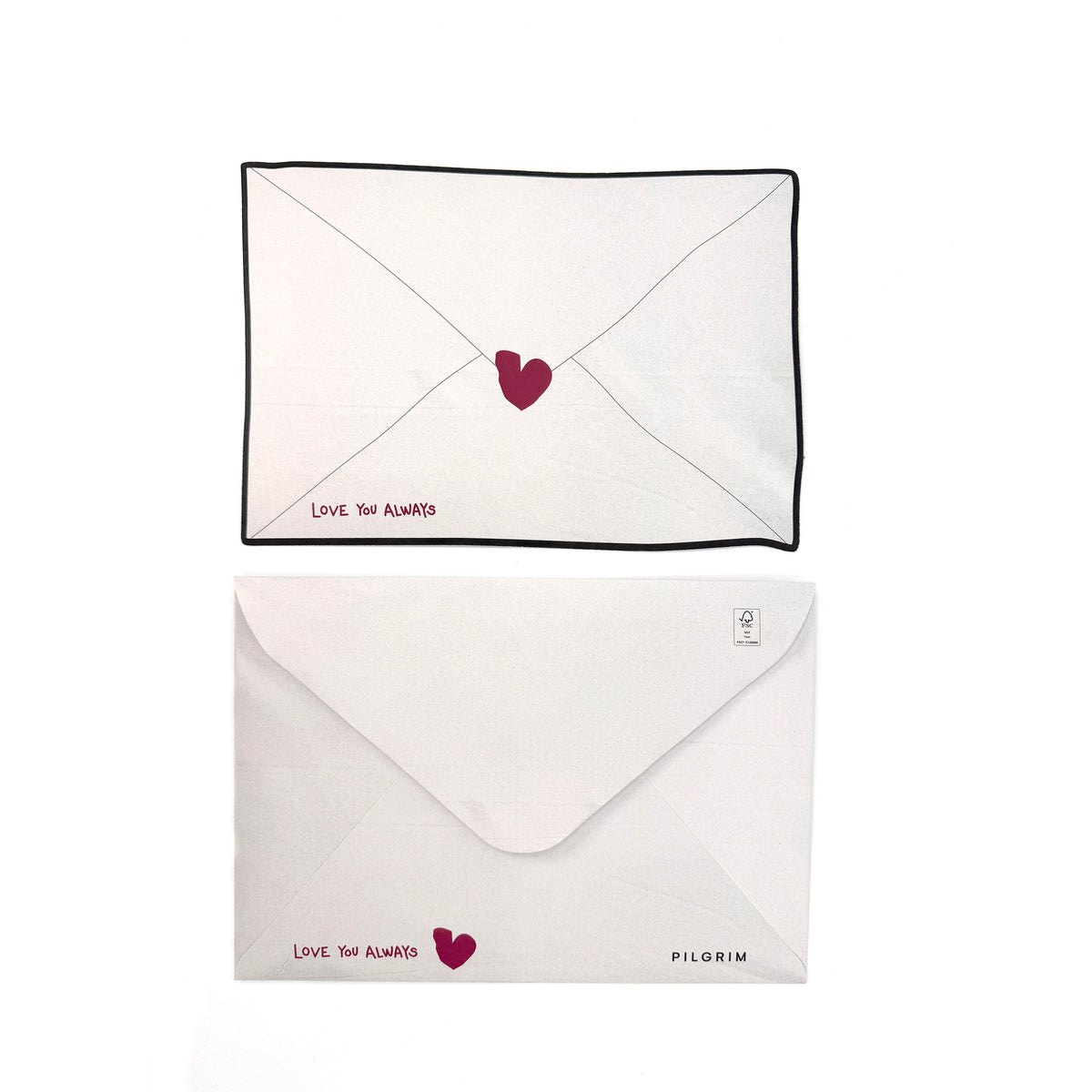 Postcard Love you always with envelope, featuring a hand-drawn heart design, perfect for heartfelt messages. Includes a coordinating envelope for easy mailing.