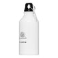 White Pilgrim aluminium bottle, 400 ml, featuring the logo and a carabiner for easy carrying. Ideal for active lifestyles and sustainable hydration.