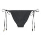 Bikini, black, XS/S: Triangle top with earthy beads, tie-neck halter, high-cut bottoms with side ties, boho chic straps. Perfect for spontaneous beach days.